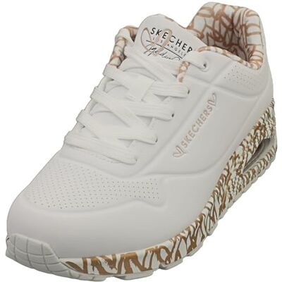 Skechers Damen UNO Loving Love Sneakers, White Durabuck Rose Gold Print Trim, 36.5 EU Skechers Damen UNO Loving Love Sneakers, White Durabuck Rose Gold Print Trim, 36.5 EU