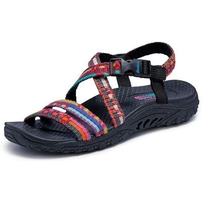 Skechers Damen Reggae-Sew-Me-Boho Slingback-Damensandalen, gewebt, mit Riemen., Schwarz Multi, 39.5 EU Skechers Damen Reggae-Sew-Me-Boho Slingback-Damensandalen, gewebt, mit Riemen., Schwarz Multi, 39.5 EU