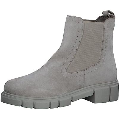 MARCO TOZZI Damen Chelsea Boots aus Leder mit Absatz, Grau (Taupe), 39 MARCO TOZZI Damen Chelsea Boots aus Leder mit Absatz, Grau (Taupe), 39