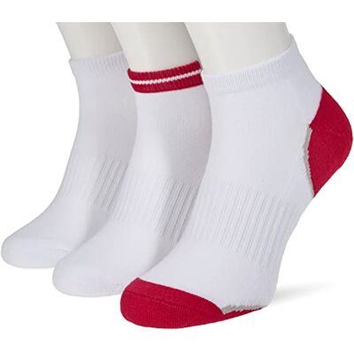 Nur Die 3er Pack Sport Sneaker aus atmungsaktiver Baumwolle kurze Sportsocken mit gepolsterter Sohle Damen, weiß/pink, 35-38 Nur Die 3er Pack Sport Sneaker aus atmungsaktiver Baumwolle kurze Sportsocken mit gepolsterter Sohle Damen, weiß/pink, 35-38