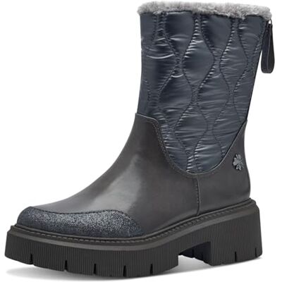 MARCO TOZZI by Guido Maria Kretschmer Damen Stiefeletten ohne Absatz mit Plateau mit Reißverschluss, Silber (Pewter Comb), 39 EU MARCO TOZZI by Guido Maria Kretschmer Damen Stiefeletten ohne Absatz mit Plateau mit Reißverschluss, Silber (Pewter Comb), 39 EU