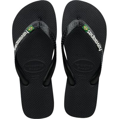 Havaianas Brasil Logo Unisex FlipFlop Black/Black 35 EU Havaianas Brasil Logo Unisex FlipFlop Black/Black 35 EU