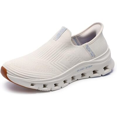 Skechers Damen Glide-Step Pro Everyday Citizen Slip-InTurnschuhe, Natural Knit/Periwinkle Trim, 39.5 EU Skechers Damen Glide-Step Pro Everyday Citizen Slip-InTurnschuhe, Natural Knit/Periwinkle Trim, 39.5 EU