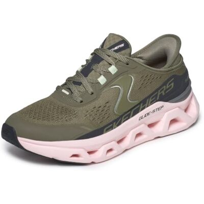 Skechers Damen Glide-Step Altus Turnschuhe, Olive Synthetic/Mesh/Pink Trim, 38 EU Skechers Damen Glide-Step Altus Turnschuhe, Olive Synthetic/Mesh/Pink Trim, 38 EU