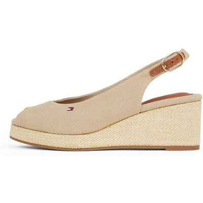 Tommy Hilfiger Damen Wedge Sandalen Flag Mid Slingback Verstellbarer Riemen, Beige (Horseradish), 36 Tommy Hilfiger Damen Wedge Sandalen Flag Mid Slingback Verstellbarer Riemen, Beige (Horseradish), 36
