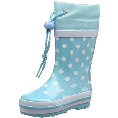 Playshoes Kinder Gummistiefel aus Naturkautschuk, trendige Unisex Regenstiefel mit Reflektoren, Türkis Punkte, 22/23 EU Playshoes Kinder Gummistiefel aus Naturkautschuk, trendige Unisex Regenstiefel mit Reflektoren, Türkis Punkte, 22/23 EU