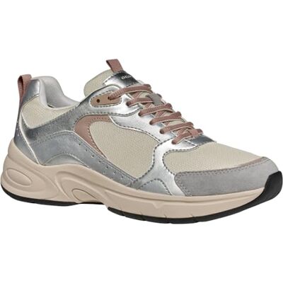 Geox Damen D ZARVIA Sneaker, Silver, 41 EU Geox Damen D ZARVIA Sneaker, Silver, 41 EU