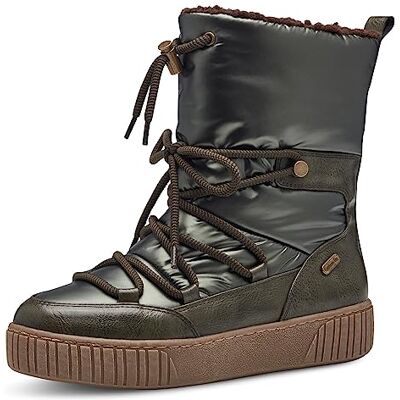 MARCO TOZZI Damen Stiefeletten zum Schnüren Winter Gefüttert, Grün (Khaki Metallic), 36 MARCO TOZZI Damen Stiefeletten zum Schnüren Winter Gefüttert, Grün (Khaki Metallic), 36