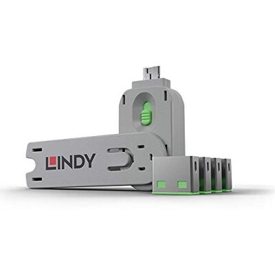 Lindy Port Schloss USB-Lock + Key 4er Set Gruen inkl. 1 Schluessel 40451, Grün Lindy Port Schloss USB-Lock + Key 4er Set Gruen inkl. 1 Schluessel 40451, Grün