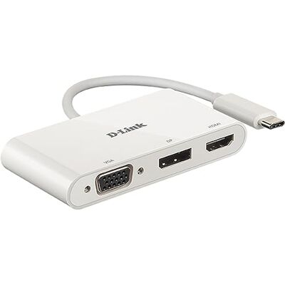 D-Link DUB-V310 Adapter USB Typ C auf HDMI, VGA und Display Port, 3 in 1, HDMI 4K und 1080p, 3 Ausgänge, kompatibel mit Windows und Mac D-Link DUB-V310 Adapter USB Typ C auf HDMI, VGA und Display Port, 3 in 1, HDMI 4K und 1080p, 3 Ausgänge, kompatibel mit Windows und Mac