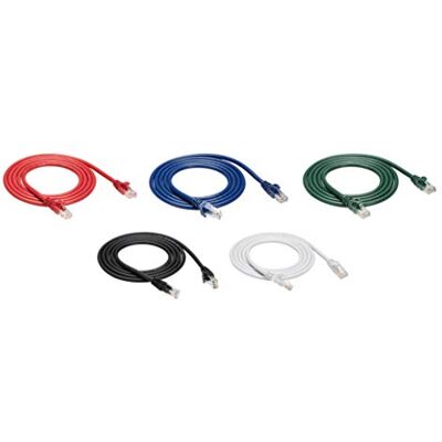 Amazon Basics RJ45 Cat6 Ethernet-Kabel, kompatibel mit PC, Laptop, Fernseher, Routern, Modemgeschwindigkeit bis zu 10 Gigabit/s, 1.5 m, Mehrfarbig, 5er-Pack Amazon Basics RJ45 Cat6 Ethernet-Kabel, kompatibel mit PC, Laptop, Fernseher, Routern, Modemgeschwindigkeit bis zu 10 Gigabit/s, 1.5 m, Mehrfarbig, 5er-Pack