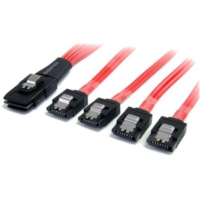 StarTech .com Serial ATA SCSI SAS Kabel 50cm SFF-8087 auf 4x SATA mit Lasche Mini SAS auf SATA Kabel 1x SFF8087 Stecker 4x S-ATA Buchse StarTech .com Serial ATA SCSI SAS Kabel 50cm SFF-8087 auf 4x SATA mit Lasche Mini SAS auf SATA Kabel 1x SFF8087 Stecker 4x S-ATA Buchse