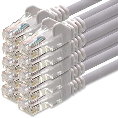 1aTTack.de Netzwerkkabel Cat.6 weiß 10x 10m (Set) CAT6 Ethernet Kabel Lankabel 1000 Mbits Patchkabel 1aTTack.de Netzwerkkabel Cat.6 weiß 10x 10m (Set) CAT6 Ethernet Kabel Lankabel 1000 Mbits Patchkabel