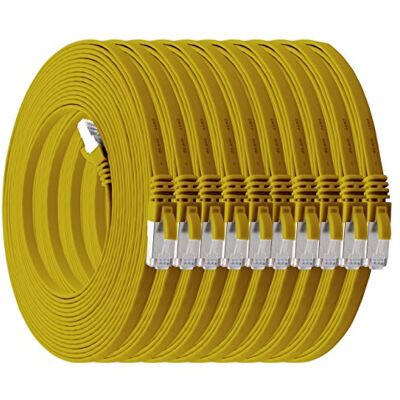1aTTack.de 0,5m gelb 10 Stück Cat7 Flachkabel Netzwerkkabel Cat 7 Rohkabel Gigabit Lan (10Gbit/s) Flachbandkabel Verlegekabel Patchkabel Flach Slim Rj 45 Stecker Cat6a 1aTTack.de 0,5m gelb 10 Stück Cat7 Flachkabel Netzwerkkabel Cat 7 Rohkabel Gigabit Lan (10Gbit/s) Flachbandkabel Verlegekabel Patchkabel Flach Slim Rj 45 Stecker Cat6a