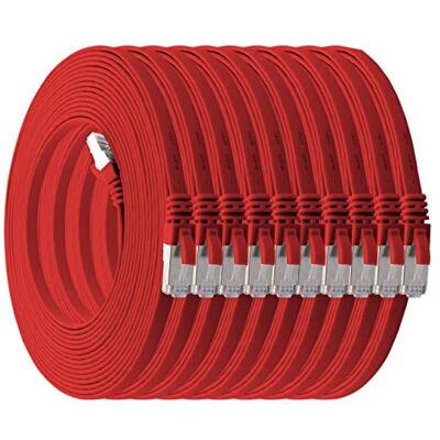 1aTTack.de 1m rot 10 Stück Cat7 Flachkabel Netzwerkkabel Cat 7 Rohkabel Gigabit Lan (10Gbit/s) Flachbandkabel Verlegekabel Patchkabel Flach Slim Rj 45 Stecker Cat6a 1aTTack.de 1m rot 10 Stück Cat7 Flachkabel Netzwerkkabel Cat 7 Rohkabel Gigabit Lan (10Gbit/s) Flachbandkabel Verlegekabel Patchkabel Flach Slim Rj 45 Stecker Cat6a