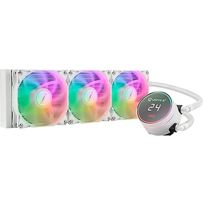 Unykach AQUASTORM White 360 CPU-Flüssigkühlung, leise Pumpe, Display zur Steuerung der CPU-Temperatur und drei RGB-Lüfter mit PWM-Sensor Unykach AQUASTORM White 360 CPU-Flüssigkühlung, leise Pumpe, Display zur Steuerung der CPU-Temperatur und drei RGB-Lüfter mit PWM-Sensor