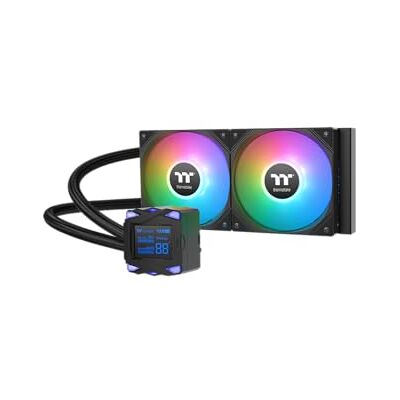 Thermaltake LA240-S ARGB Sync AIO Wasserkühlung 240mm – 2,4" Segment-LCD Display Wasserblock für CPU Temperatur und Auslastung, 2×120mm PWM ARGB Lüfter bis 2500 RPM, Intel/AMD (LGA1700/AM5), Schwarz Thermaltake LA240-S ARGB Sync AIO Wasserkühlung 240mm – 2,4" Segment-LCD Display Wasserblock für CPU Temperatur und Auslastung, 2×120mm PWM ARGB Lüfter bis 2500 RPM, Intel/AMD (LGA1700/AM5), Schwarz