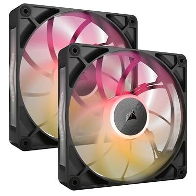 Corsair iCUE LINK RX140 MAX RGB 140mm PWM Dicker Lüfters mit iCUE LINK System Hub – Hochstatischer Druck – Magnetisches Kuppellager – Doppelpack – Schwarz Corsair iCUE LINK RX140 MAX RGB 140mm PWM Dicker Lüfters mit iCUE LINK System Hub – Hochstatischer Druck – Magnetisches Kuppellager – Doppelpack – Schwarz