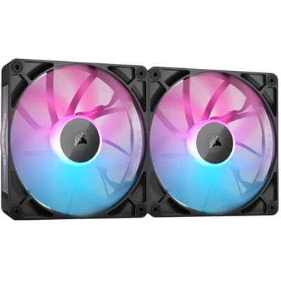 Corsair iCUE LINK RX140 RGB 140mm PWM-Lüfters mit iCUE LINK System Hub Magnetisches Kuppellager Dual Pack Schwarz Corsair iCUE LINK RX140 RGB 140mm PWM-Lüfters mit iCUE LINK System Hub Magnetisches Kuppellager Dual Pack Schwarz