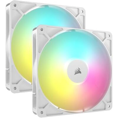 Corsair RS140 ARGB 140mm PWM-Lüfter – Daisy-Chain-Verbindung – Geräuscharm – Magnetisches Dome-Lager – Doppelpack – Weiß Corsair RS140 ARGB 140mm PWM-Lüfter – Daisy-Chain-Verbindung – Geräuscharm – Magnetisches Dome-Lager – Doppelpack – Weiß