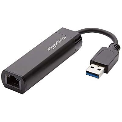 Amazon Basics USB-3.0-auf-10/100/1000-Gigabit-Ethernet-Internetadapter, Schwarz, 1 Stück Amazon Basics USB-3.0-auf-10/100/1000-Gigabit-Ethernet-Internetadapter, Schwarz, 1 Stück