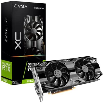 EVGA GeForce RTX 2060 12GB XC Gaming, 12G-P4-2263-KR, 12GB GDDR6, Dual Fans, Metal Backplate Black 2 Slots EVGA GeForce RTX 2060 12GB XC Gaming, 12G-P4-2263-KR, 12GB GDDR6, Dual Fans, Metal Backplate Black 2 Slots