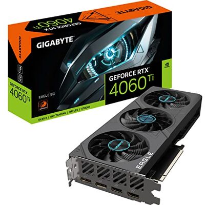 Gigabyte GeForce RTX 4060 TI EAGLE 8GB Graphics Card 8GB GDDR6 18Gbps 128bit, PCI-E 4.0, 2x DisplayPort 1.4, 2x HDMI 2.1a, NVIDIA DLSS 3, Supports 4K, Ada Lovelace Arch, GV-N406TEAGLE-8GD Gigabyte GeForce RTX 4060 TI EAGLE 8GB Graphics Card 8GB GDDR6 18Gbps 128bit, PCI-E 4.0, 2x DisplayPort 1.4, 2x HDMI 2.1a, NVIDIA DLSS 3, Supports 4K, Ada Lovelace Arch, GV-N406TEAGLE-8GD