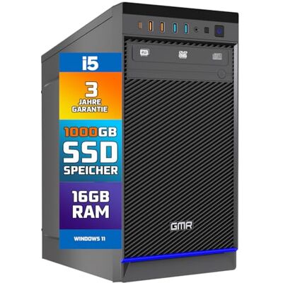 GMR Ultra i5 Office PC Business Office Computer 3 Jahre Garantie 16 GB RAM 1000GB SSD M.2 DVD±RW USB 3 Windows 11 Pro WiFi-Bluetooth GMR Ultra i5 Office PC Business Office Computer 3 Jahre Garantie 16 GB RAM 1000GB SSD M.2 DVD±RW USB 3 Windows 11 Pro WiFi-Bluetooth