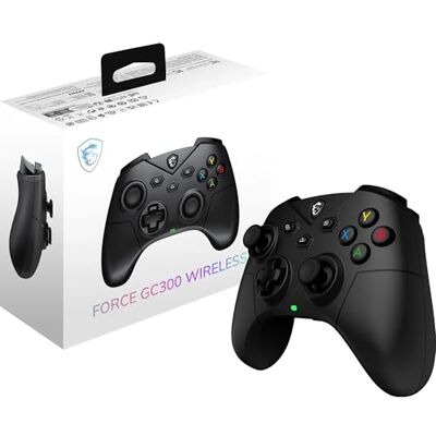 MSI FORCE GC300 WIRELESS PC Gamepad Controller 2,4 GHz, Bluetooth, USB Typ-C auf A kabelgebunden/drahtlos, 600mAh Li-Ionen-Akku (20h), austauschbare D-Pad-Abdeckungen, zwei Vibrationsmotoren MSI FORCE GC300 WIRELESS PC Gamepad Controller 2,4 GHz, Bluetooth, USB Typ-C auf A kabelgebunden/drahtlos, 600mAh Li-Ionen-Akku (20h), austauschbare D-Pad-Abdeckungen, zwei Vibrationsmotoren