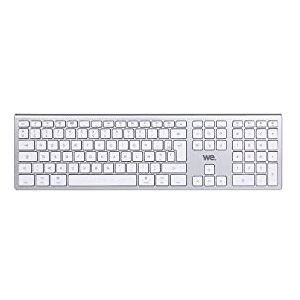 WE MacOS Kabellose Bluetooth-Tastatur, doppelte Verbindung, Bluetooth, integrierter wiederaufladbarer Akku, Alu-Optik, Silberiß WE MacOS Kabellose Bluetooth-Tastatur, doppelte Verbindung, Bluetooth, integrierter wiederaufladbarer Akku, Alu-Optik, Silberiß