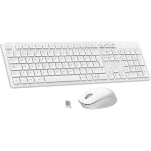 LeadsaiL Kabellose Tastatur und Maus, ergonomische kabellose Tastatur und Maus, Spanisch QWERTY, volle Größe mit numerischer Tastatur, USB-Empfänger 2,4 GHz für Mac, PC, Laptop, Weiß LeadsaiL Kabellose Tastatur und Maus, ergonomische kabellose Tastatur und Maus, Spanisch QWERTY, volle Größe mit numerischer Tastatur, USB-Empfänger 2,4 GHz für Mac, PC, Laptop, Weiß