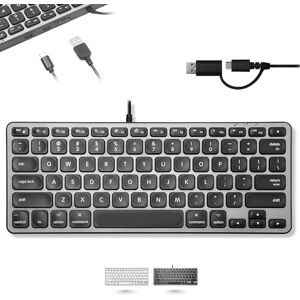 Macally Kabelgebundene Tastatur für Mac mit USB Hub (2X USB-C / 1x USB-A) Kompatible kleine Apple Tastatur mit 2 in 1 USB Stecker Sparen Sie Platz mit einer USB C Tastatur für Macbook Pro/Air, Mac Macally Kabelgebundene Tastatur für Mac mit USB Hub (2X USB-C / 1x USB-A) Kompatible kleine Apple Tastatur mit 2 in 1 USB Stecker Sparen Sie Platz mit einer USB C Tastatur für Macbook Pro/Air, Mac