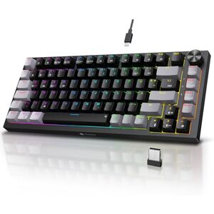 KOORUI Mechanisch Tastatur, Gaming Tastatur Kabellos/Kabelgebunden/Bluetooth 26 RGB Wiederaufladbare 4000mAh Batterie 82 Tasten Deutsches Layout QWERTZ für Windows MacOS Linux-Rotem Schalter KOORUI Mechanisch Tastatur, Gaming Tastatur Kabellos/Kabelgebunden/Bluetooth 26 RGB Wiederaufladbare 4000mAh Batterie 82 Tasten Deutsches Layout QWERTZ für Windows MacOS Linux-Rotem Schalter
