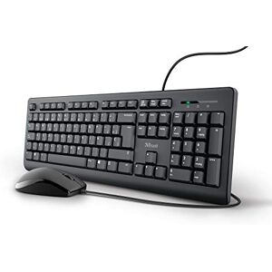 Trust Tastatur und Maus mit Kabel – spanisches QWERTY-Layout, 1,8 m langes Kabel, USB-Anschluss, auslaufsichere Tastatur, Windows, Mac, PC, Laptop, Schwarz Trust Tastatur und Maus mit Kabel – spanisches QWERTY-Layout, 1,8 m langes Kabel, USB-Anschluss, auslaufsichere Tastatur, Windows, Mac, PC, Laptop, Schwarz
