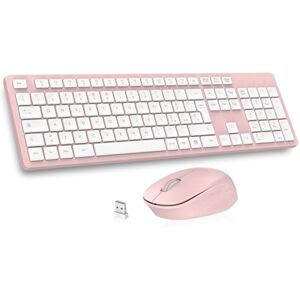 LeadsaiL Kabellose Tastatur und Maus, Set aus Maus und Tastatur für Computer USB 2,4 GHz, volle Größe, leise, ergonomisch, numerische Tastatur, italienisches QWERTY-Layout für HP/Lenovo/Mac-Rosa LeadsaiL Kabellose Tastatur und Maus, Set aus Maus und Tastatur für Computer USB 2,4 GHz, volle Größe, leise, ergonomisch, numerische Tastatur, italienisches QWERTY-Layout für HP/Lenovo/Mac-Rosa