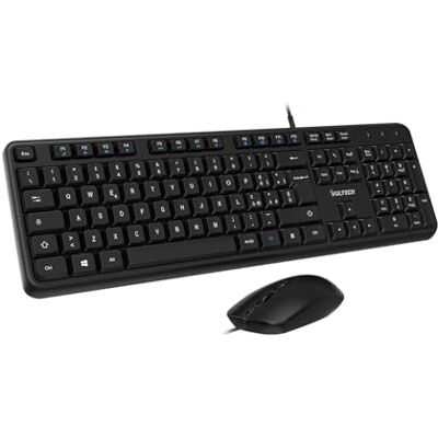 Vultech KM-811 USB-Tastatur- und Maus-Kit, geräuschlos, italienisches QWERTY-Layout, kompaktes Design, Ziffernblock, 12 Multimedia-Tasten, Flüssigkeitsschutz, PC/Laptop, Windows/Mac/Linux, Schwarz Vultech KM-811 USB-Tastatur- und Maus-Kit, geräuschlos, italienisches QWERTY-Layout, kompaktes Design, Ziffernblock, 12 Multimedia-Tasten, Flüssigkeitsschutz, PC/Laptop, Windows/Mac/Linux, Schwarz