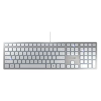 CHERRY KC 6000 Slim, Ultraflache Design-Tastatur, EU-Layout (QWERTY), Kabelgebunden (USB-A Anschluss), Leise Tasten, Langlebige Beschriftung, Silber CHERRY KC 6000 Slim, Ultraflache Design-Tastatur, EU-Layout (QWERTY), Kabelgebunden (USB-A Anschluss), Leise Tasten, Langlebige Beschriftung, Silber