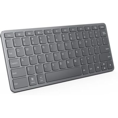 IBM Kabellose Tastatur für mehrere Geräte (Android, Windows, iPadOS – Bluetooth, USB-C, 12 Funktionstasten), QWERTY Spanisch, Mondgrau IBM Kabellose Tastatur für mehrere Geräte (Android, Windows, iPadOS – Bluetooth, USB-C, 12 Funktionstasten), QWERTY Spanisch, Mondgrau