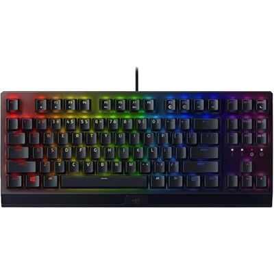 Razer BlackWidow V3 Tenkeyless (Yellow Switch) Mechanische Gaming-Tastatur ohne Ziffernblock (Geräuschlose Mechanische Switches, Kompakt, Voll Programmierbare Tasten) QWERTY US-Layout Schwarz Razer BlackWidow V3 Tenkeyless (Yellow Switch) Mechanische Gaming-Tastatur ohne Ziffernblock (Geräuschlose Mechanische Switches, Kompakt, Voll Programmierbare Tasten) QWERTY US-Layout Schwarz