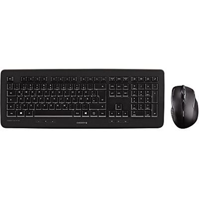 CHERRY DW 5100, Kabelloses Tastatur-Maus-Set, Schweizer Layout (QWERTZ), 2,4 GHz Funk, Plug & Play, Ergonomische Rechtshändermaus, Batteriebetrieben, Schwarz CHERRY DW 5100, Kabelloses Tastatur-Maus-Set, Schweizer Layout (QWERTZ), 2,4 GHz Funk, Plug & Play, Ergonomische Rechtshändermaus, Batteriebetrieben, Schwarz