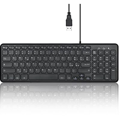 Perixx PERIBOARD-213B Kompakte kabelgebundene USB-Tastatur mit Ziffernblock Leise Tasten mit niedrigem Profil Scherenschalter Multimediatasten Italienisches Layout Schwarz Perixx PERIBOARD-213B Kompakte kabelgebundene USB-Tastatur mit Ziffernblock Leise Tasten mit niedrigem Profil Scherenschalter Multimediatasten Italienisches Layout Schwarz