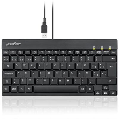 Perixx PERIBOARD-426 Mini-Tastatur mit niedrigem Profil und USB-Kabel, Schwarz, spanische Konfiguration Perixx PERIBOARD-426 Mini-Tastatur mit niedrigem Profil und USB-Kabel, Schwarz, spanische Konfiguration