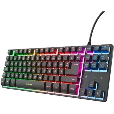 GXTrust Thado TKL Tastatur Deutsches Layout (QWERTZ), Schwarz Kompakt 80%, USB, aus Metall, Anti-Ghosting, LED-Beleuchtung, für PC Laptop Mac GXTrust Thado TKL Tastatur Deutsches Layout (QWERTZ), Schwarz Kompakt 80%, USB, aus Metall, Anti-Ghosting, LED-Beleuchtung, für PC Laptop Mac