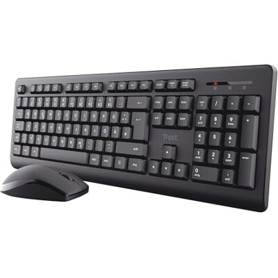 Trust Primo Tastatur Maus Set Kabellos Deutsches QWERTZ Layout, Flachen Tasten, Spritzwassergeschützt, Beidhändig Funkmaus, EIN USB-Empfänger, Kabellose Tastatur für PC Computer Laptop Mac Trust Primo Tastatur Maus Set Kabellos Deutsches QWERTZ Layout, Flachen Tasten, Spritzwassergeschützt, Beidhändig Funkmaus, EIN USB-Empfänger, Kabellose Tastatur für PC Computer Laptop Mac