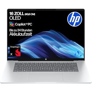 HP OmniBook 5 Next Gen AI Laptop PC, 16 Zoll 2K OLED Touch, Snapdragon X1-26-100 Prozessor (45 NPU-Tops), 16 GB LPDDR5x RAM, 512 GB PCIe SSD, Qualcomm Adreno GPU, Windows 11 Home, QWERTZ, Silber HP OmniBook 5 Next Gen AI Laptop PC, 16 Zoll 2K OLED Touch, Snapdragon X1-26-100 Prozessor (45 NPU-Tops), 16 GB LPDDR5x RAM, 512 GB PCIe SSD, Qualcomm Adreno GPU, Windows 11 Home, QWERTZ, Silber