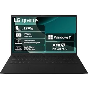 LG gram 15 15Z80T-G.AU75G (15,6 Zoll) IPS Notebook, AMD Ryzen™ AI 7 350, 16GB RAM, 512GB SSD, AMD Radeon™ 860M, federleicht (1,290 kg), 72 Wh, Schwarz LG gram 15 15Z80T-G.AU75G (15,6 Zoll) IPS Notebook, AMD Ryzen™ AI 7 350, 16GB RAM, 512GB SSD, AMD Radeon™ 860M, federleicht (1,290 kg), 72 Wh, Schwarz