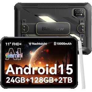 Blackview Active 7 Outdoor Tablet 11 Zoll Rugged Tablet Android 15,Dual 4G+5G WiFi 45W 10000mAh GeminiAI 20MP Nachtsicht Campinglicht 24 GB RAM+128 GB ROM+2 TB TF NFC/PC Mode/GPS/OTG/mit Stylus Stift Blackview Active 7 Outdoor Tablet 11 Zoll Rugged Tablet Android 15,Dual 4G+5G WiFi 45W 10000mAh GeminiAI 20MP Nachtsicht Campinglicht 24 GB RAM+128 GB ROM+2 TB TF NFC/PC Mode/GPS/OTG/mit Stylus Stift