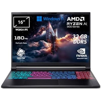 Acer Nitro V 16S AI Laptop IA Notebook Gaming Nvidia GeForce RTX 5070 8GB Ryzen AI 9 365 RAM 32GB DDR5 1024GB SSD 16" WQXGA IPS 180Hz Display Copilot+ PC Windows 11 QWERTY Acer Nitro V 16S AI Laptop IA Notebook Gaming Nvidia GeForce RTX 5070 8GB Ryzen AI 9 365 RAM 32GB DDR5 1024GB SSD 16" WQXGA IPS 180Hz Display Copilot+ PC Windows 11 QWERTY