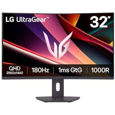LG Ultragear™ 32G60ZA-B 32 Zoll Curved QHD VA Gaming-Monitor, 180Hz, HDR10, AMD FreeSync™, 2X HDMI 2.0, 1x DisplayPort 1.4, Schwarz LG Ultragear™ 32G60ZA-B 32 Zoll Curved QHD VA Gaming-Monitor, 180Hz, HDR10, AMD FreeSync™, 2X HDMI 2.0, 1x DisplayPort 1.4, Schwarz