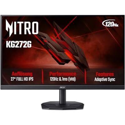 Acer KG272G Gaming Monitor 27 Zoll (69 cm Bildschirm) Full HD, LED, 120Hz HDMI/DP, 75Hz VGA, 1ms(VRB), HDMI 1.4, DP 1.2, AdaptiveSync Acer KG272G Gaming Monitor 27 Zoll (69 cm Bildschirm) Full HD, LED, 120Hz HDMI/DP, 75Hz VGA, 1ms(VRB), HDMI 1.4, DP 1.2, AdaptiveSync